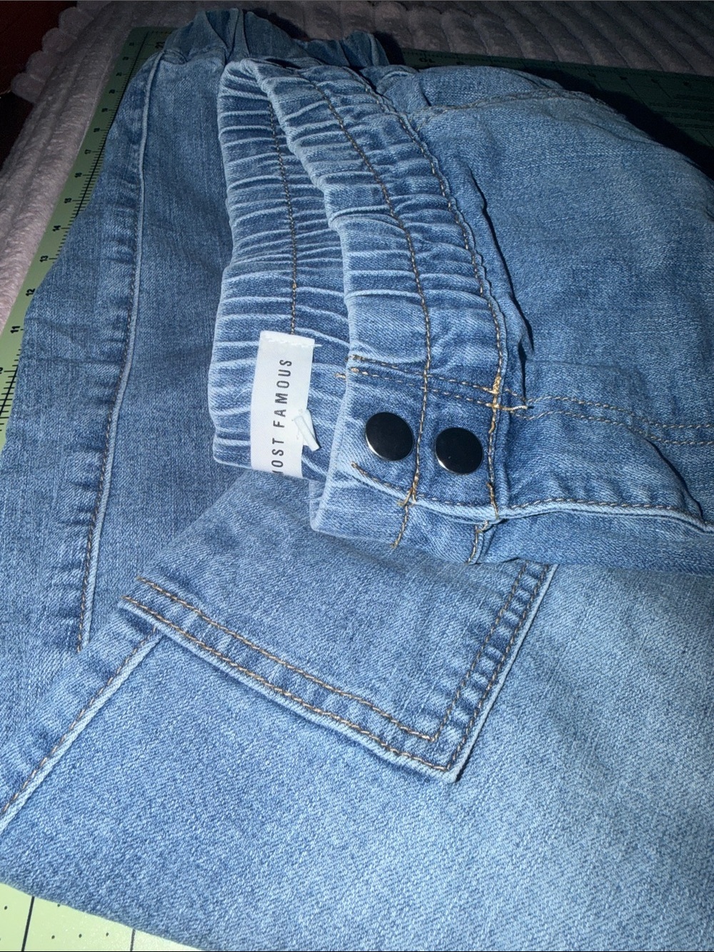 Almost Famous Light Wash High-Rise Elastic Waist Jeans